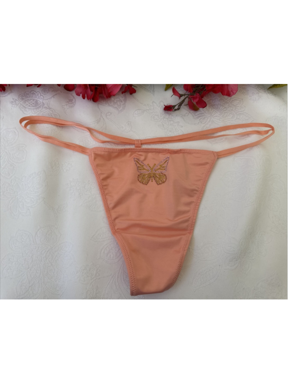 VICTORIA'S SECRET XL DREAM ANGELS RHINESTONE BLING V STRING THONG PANTIES NWT